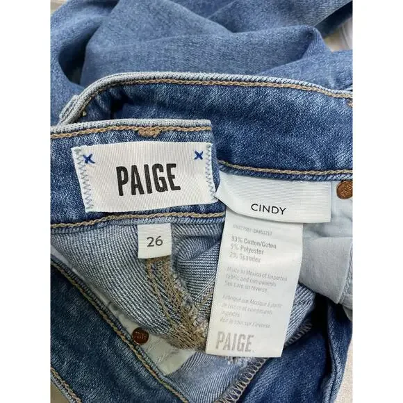 Paige 'Cindy' Blue Cotton Ripped Straight Leg Jeans Size 26 - Picture 4 of 4